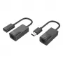 Techly IUSB-EXTENDTY2 lyties keitiklis RJ-45 USB 2.0 Type-A juodas