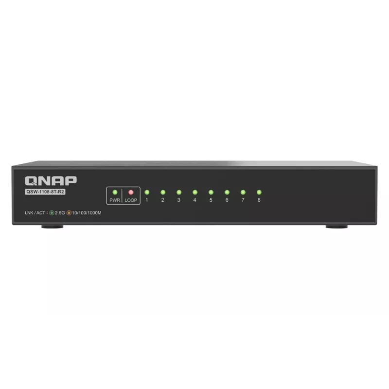 QNAP QSW-1108-8T-R2 tinklo jungiklis Nevaldomas 2.5G Ethernet (100/1000/2500) Stalelinis Juodas