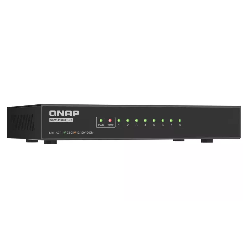 QNAP QSW-1108-8T-R2 tinklo jungiklis Nevaldomas 2.5G Ethernet (100/1000/2500) Stalelinis Juodas