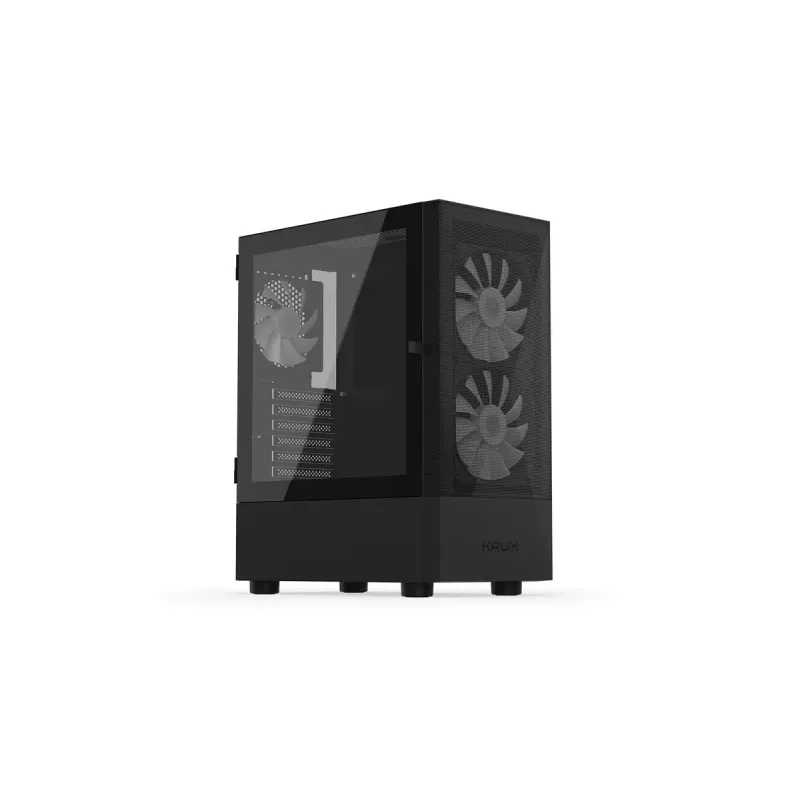 PC korpusas KRUX VAKO KRX0132 ATX juodas — grūdintas stiklas, RGB, tinka Mini‑ATX, GPU iki 31 cm, CPU aušintuvas iki 15,9 cm