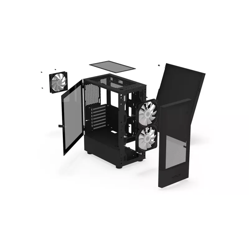 PC korpusas KRUX VAKO KRX0132 ATX juodas — grūdintas stiklas, RGB, tinka Mini‑ATX, GPU iki 31 cm, CPU aušintuvas iki 15,9 cm