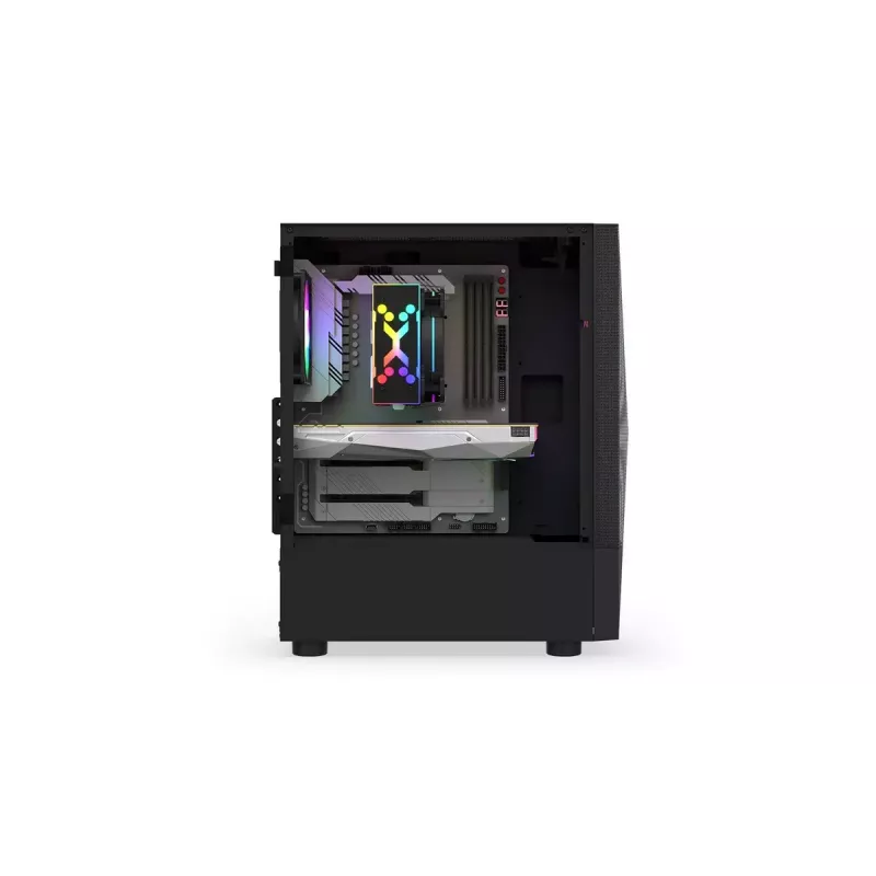 PC korpusas KRUX VAKO KRX0132 ATX juodas — grūdintas stiklas, RGB, tinka Mini‑ATX, GPU iki 31 cm, CPU aušintuvas iki 15,9 cm
