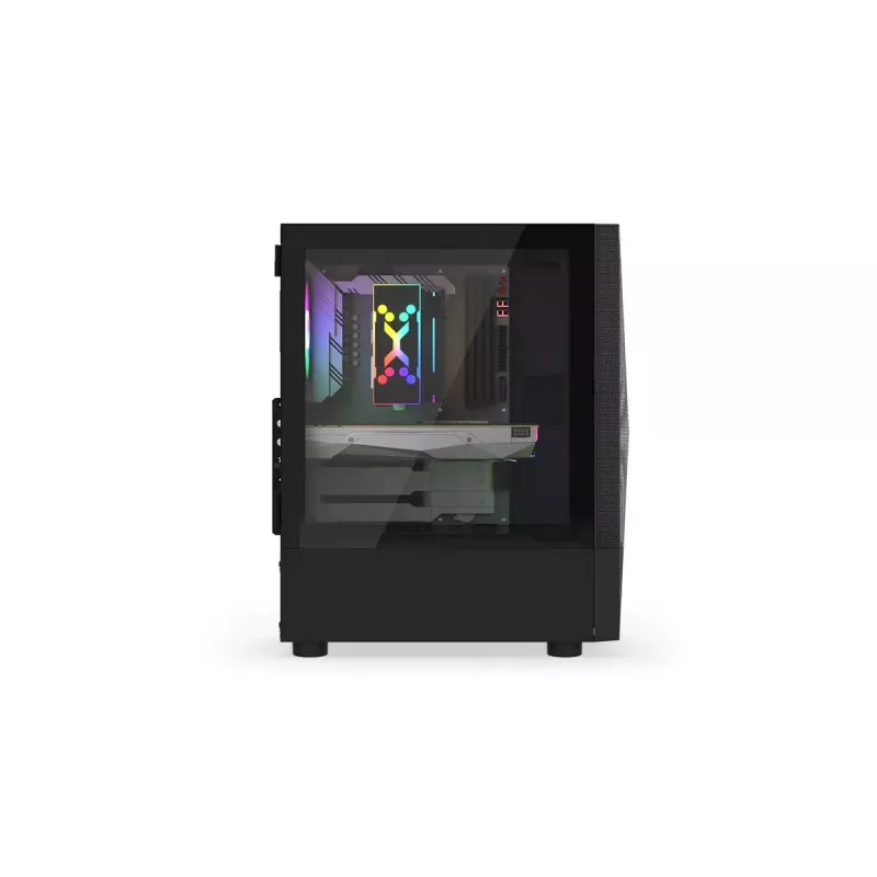 PC korpusas KRUX VAKO KRX0132 ATX juodas — grūdintas stiklas, RGB, tinka Mini‑ATX, GPU iki 31 cm, CPU aušintuvas iki 15,9 cm