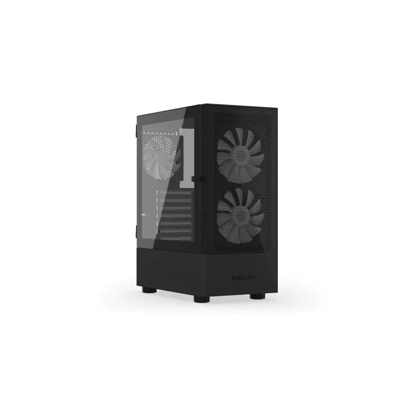 PC korpusas KRUX VAKO KRX0132 ATX juodas — grūdintas stiklas, RGB, tinka Mini‑ATX, GPU iki 31 cm, CPU aušintuvas iki 15,9 cm