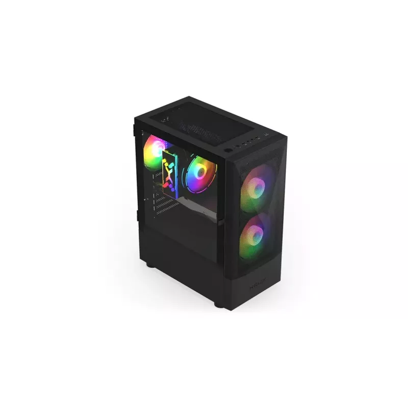 PC korpusas KRUX VAKO KRX0132 ATX juodas — grūdintas stiklas, RGB, tinka Mini‑ATX, GPU iki 31 cm, CPU aušintuvas iki 15,9 cm
