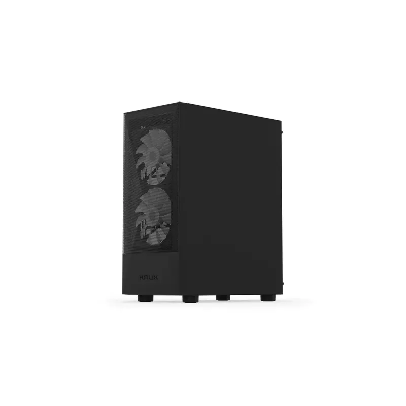 PC korpusas KRUX VAKO KRX0132 ATX juodas — grūdintas stiklas, RGB, tinka Mini‑ATX, GPU iki 31 cm, CPU aušintuvas iki 15,9 cm