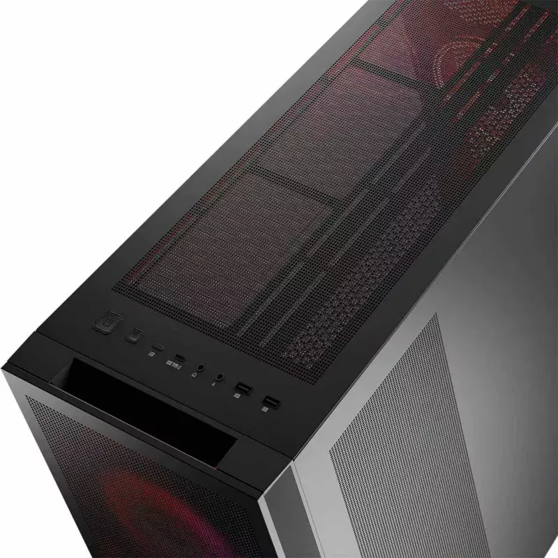 PC korpusas MODECOM VOLCANO EXPANSE S APEX ARGB MIDI bokštas, grūdintas stiklas, USB-C, 3x140 mm priekyje, palaiko ATX/microATX, GPU iki 430 mm