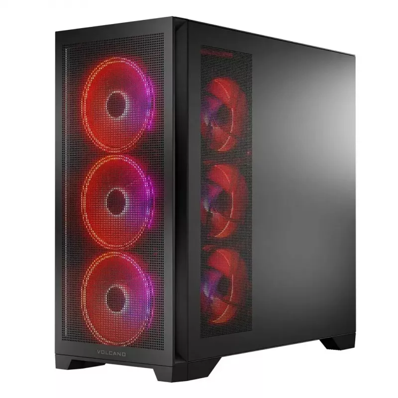 PC korpusas MODECOM VOLCANO EXPANSE S APEX ARGB MIDI bokštas, grūdintas stiklas, USB-C, 3x140 mm priekyje, palaiko ATX/microATX, GPU iki 430 mm