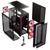 PC korpusas MODECOM VOLCANO EXPANSE S APEX ARGB MIDI bokštas, grūdintas stiklas, USB-C, 3x140 mm priekyje, palaiko ATX/microATX, GPU iki 430 mm