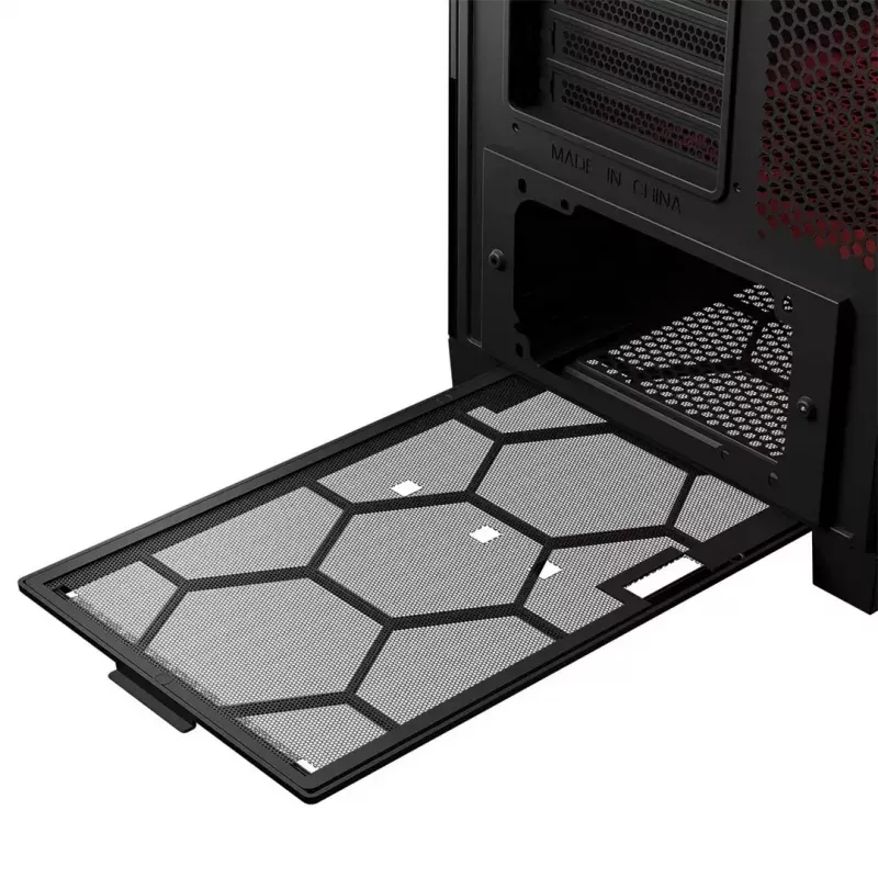 PC korpusas MODECOM VOLCANO EXPANSE S APEX ARGB MIDI bokštas, grūdintas stiklas, USB-C, 3x140 mm priekyje, palaiko ATX/microATX, GPU iki 430 mm