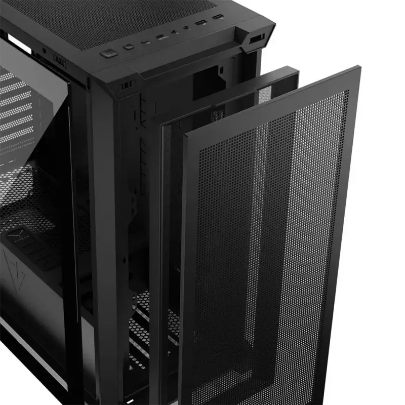 PC korpusas MODECOM VOLCANO EXPANSE S APEX ARGB MIDI bokštas, grūdintas stiklas, USB-C, 3x140 mm priekyje, palaiko ATX/microATX, GPU iki 430 mm