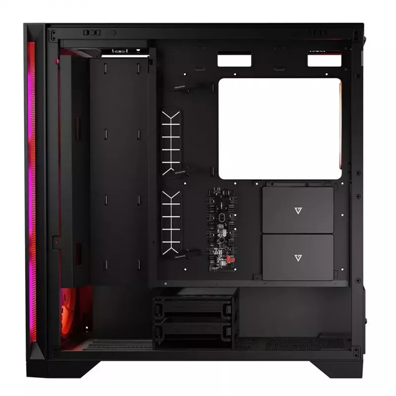 PC korpusas MODECOM VOLCANO EXPANSE S APEX ARGB MIDI bokštas, grūdintas stiklas, USB-C, 3x140 mm priekyje, palaiko ATX/microATX, GPU iki 430 mm