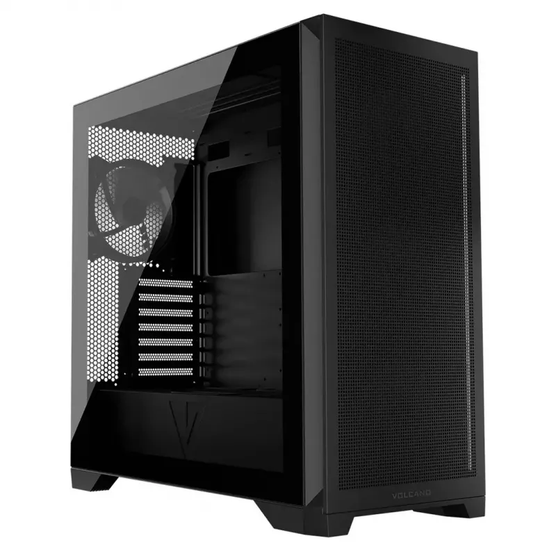 PC korpusas MODECOM VOLCANO EXPANSE S APEX ARGB MIDI bokštas, grūdintas stiklas, USB-C, 3x140 mm priekyje, palaiko ATX/microATX, GPU iki 430 mm