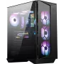 MSI MPG GUNGNIR 110R vidutinis bokštas žaidimų kompiuterio korpusas juodas, USB 3.2 Gen2 Type C, 4x 120 mm ARGB ventiliatorius, Mystic Light sinchronizacija, 1–6 ARGB valdymo plokštė, 2x grūdinto stiklo plokštės, ATX, mATX, mini-ITX