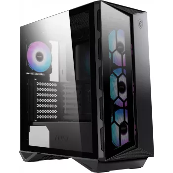 MSI MPG Gungnir 110R vidutinio dydžio kompiuterio korpusas, juodas, su grūdinto stiklo šonu