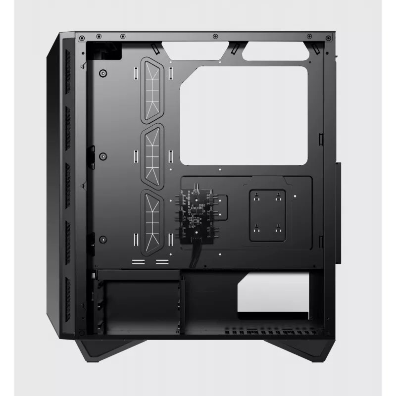 MSI MPG GUNGNIR 110R vidutinis bokštas žaidimų kompiuterio korpusas juodas, USB 3.2 Gen2 Type C, 4x 120 mm ARGB ventiliatorius, Mystic Light sinchronizacija, 1–6 ARGB valdymo plokštė, 2x grūdinto stiklo plokštės, ATX, mATX, mini-ITX