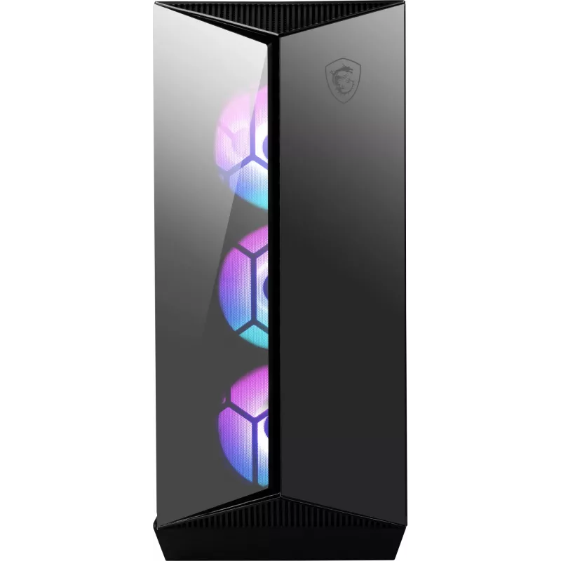 MSI MPG GUNGNIR 110R vidutinis bokštas žaidimų kompiuterio korpusas juodas, USB 3.2 Gen2 Type C, 4x 120 mm ARGB ventiliatorius, Mystic Light sinchronizacija, 1–6 ARGB valdymo plokštė, 2x grūdinto stiklo plokštės, ATX, mATX, mini-ITX