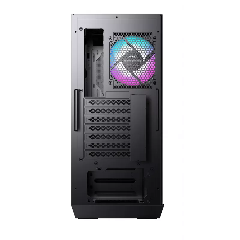 MSI MPG GUNGNIR 110R vidutinis bokštas žaidimų kompiuterio korpusas juodas, USB 3.2 Gen2 Type C, 4x 120 mm ARGB ventiliatorius, Mystic Light sinchronizacija, 1–6 ARGB valdymo plokštė, 2x grūdinto stiklo plokštės, ATX, mATX, mini-ITX