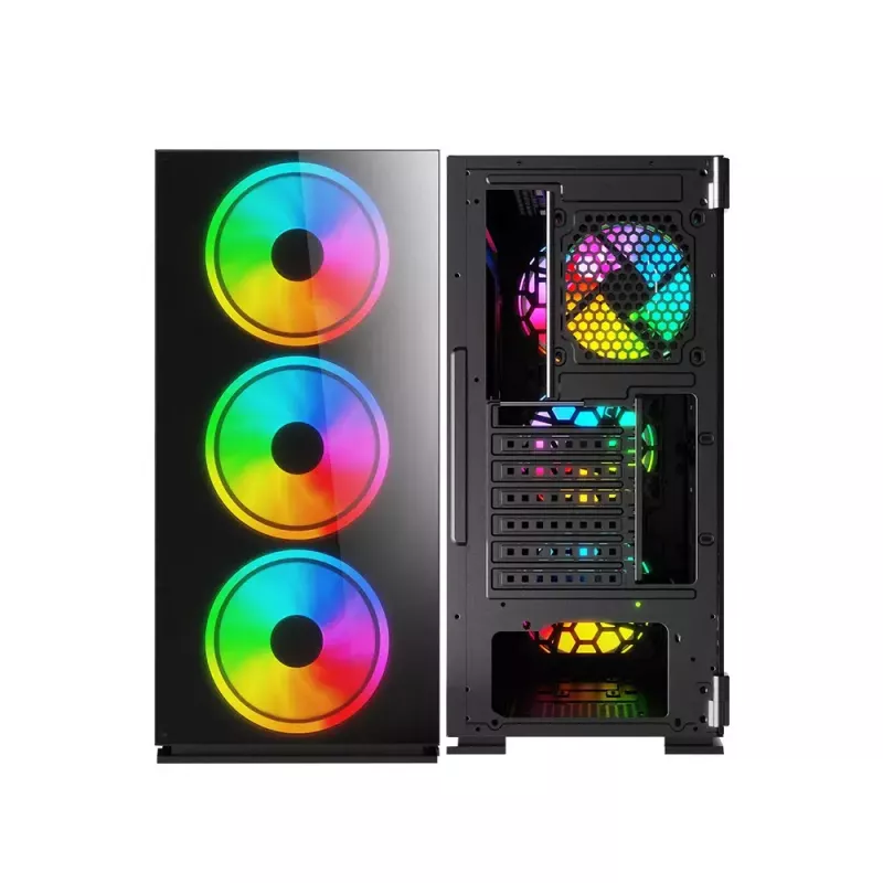 PC korpusas SAVIO Prime X1 ARGB Glass Midi Tower juodas