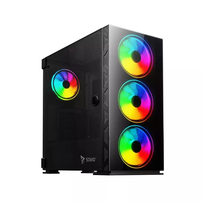 PC korpusas SAVIO Prime X1 ARGB Glass Midi Tower juodas