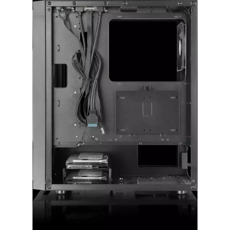 PC korpusas Versa XM1 juodas plieninis su 120mm ventiliatoriumi ir USB 3.0 - juodas