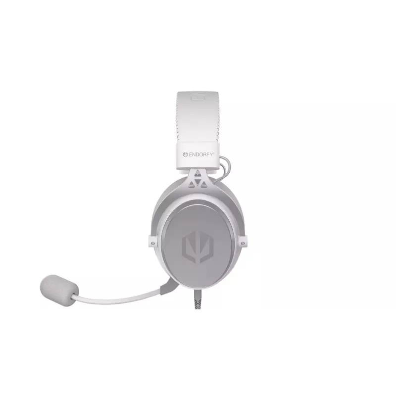 Laidinė ausinė ENDORFY VIRO Plus USB Onyx White — 53 mm tvarkyklės, 20–20000 Hz, 98 dB, 32 Ω, nuimamas boom mikrofonas, 2,9 m laidas