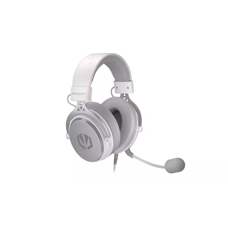 Laidinė ausinė ENDORFY VIRO Plus USB Onyx White — 53 mm tvarkyklės, 20–20000 Hz, 98 dB, 32 Ω, nuimamas boom mikrofonas, 2,9 m laidas