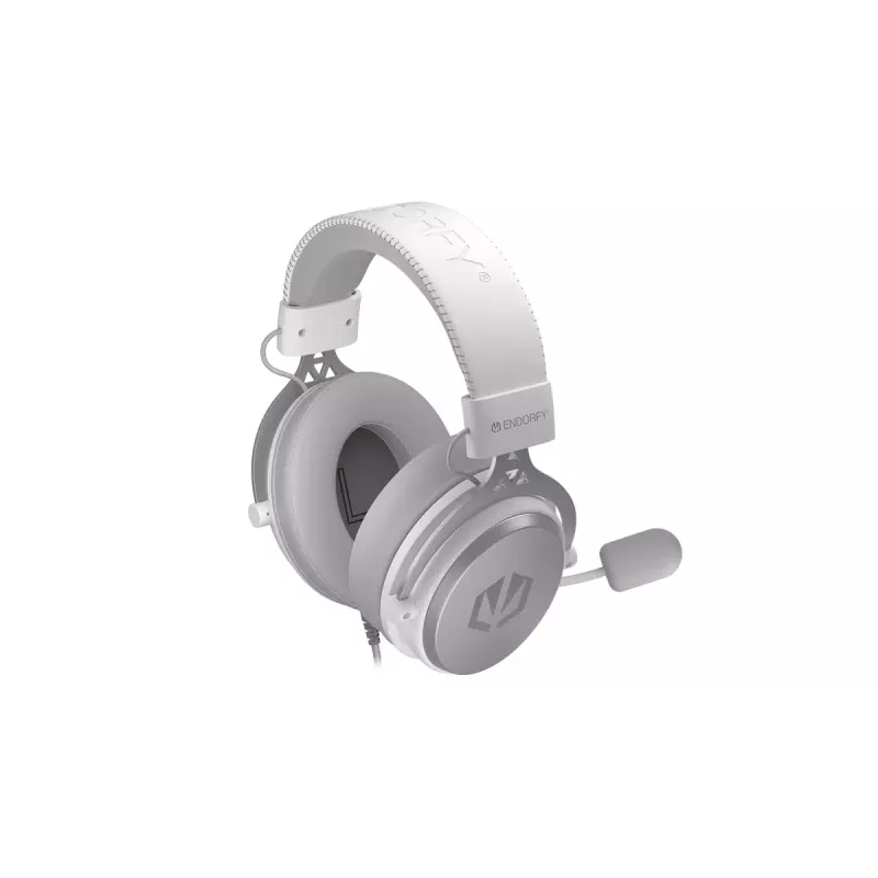 Laidinė ausinė ENDORFY VIRO Plus USB Onyx White — 53 mm tvarkyklės, 20–20000 Hz, 98 dB, 32 Ω, nuimamas boom mikrofonas, 2,9 m laidas