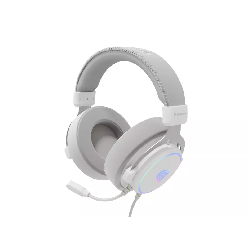 GENESIS Neon 764 Ausinės Laidinės Galvos Juosta Žaidimams USB-A Balta