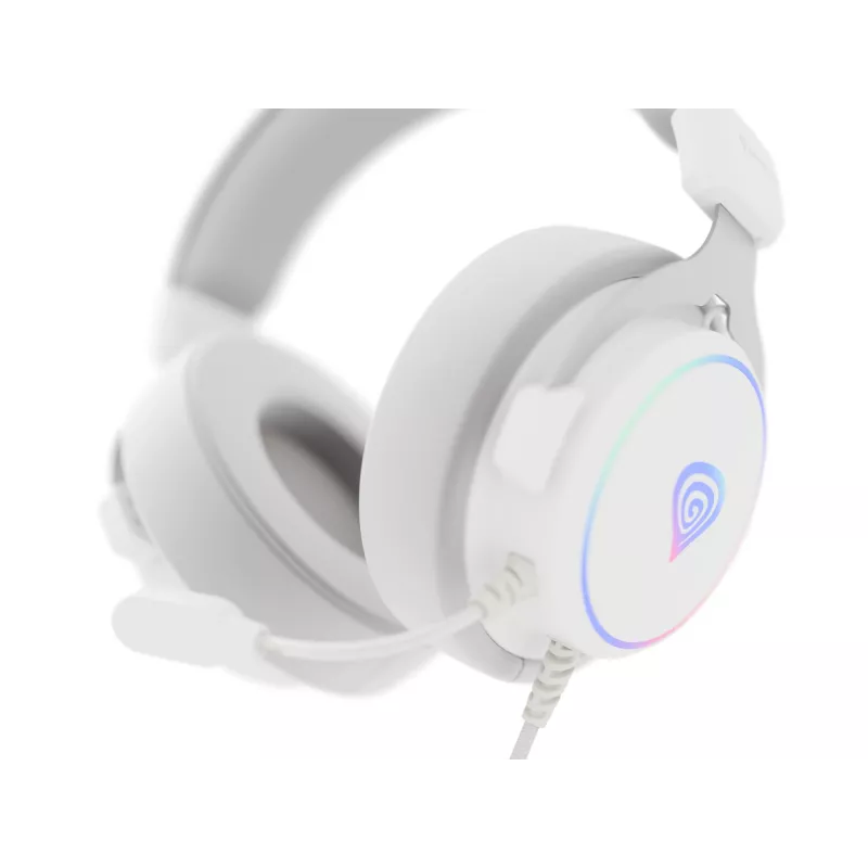 GENESIS Neon 764 Ausinės Laidinės Galvos Juosta Žaidimams USB-A Balta