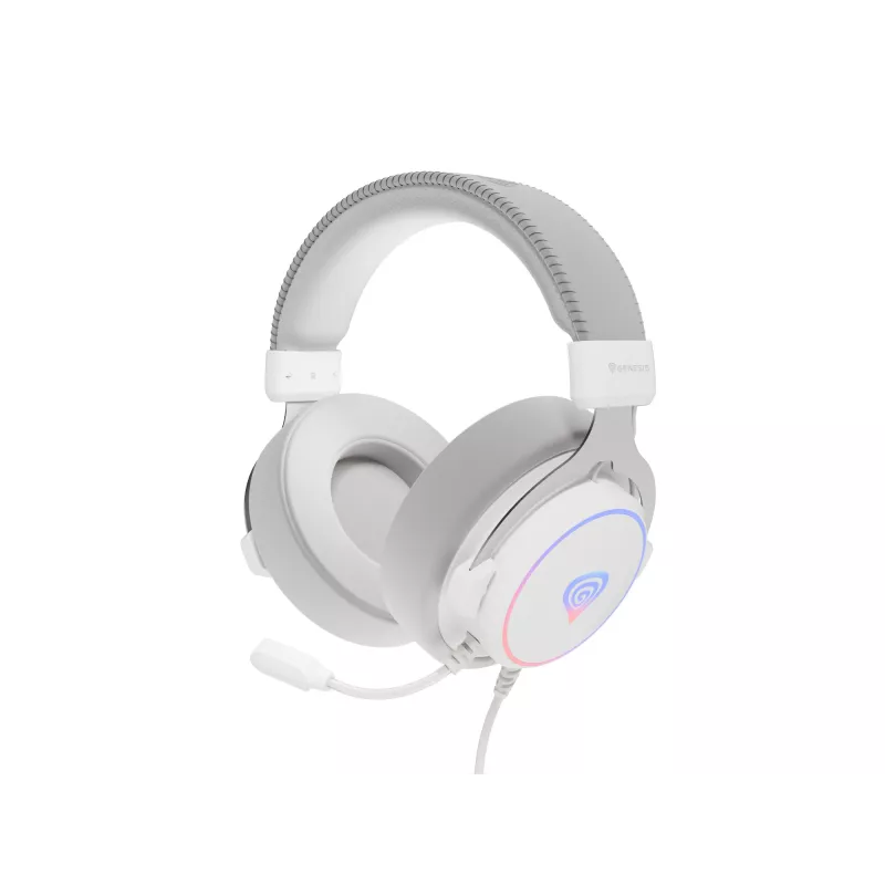 GENESIS Neon 764 Ausinės Laidinės Galvos Juosta Žaidimams USB-A Balta