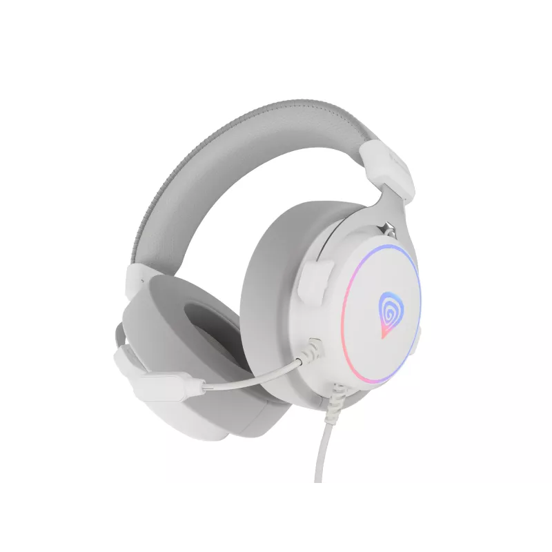 GENESIS Neon 764 Ausinės Laidinės Galvos Juosta Žaidimams USB-A Balta