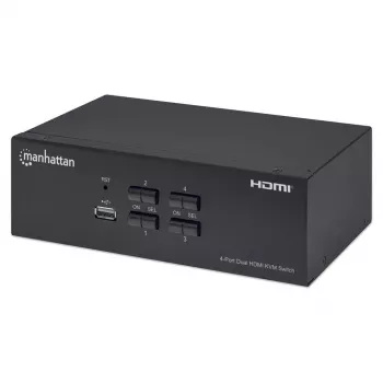 KVM jungiklis Manhattan 4 prievadai 4K@30Hz USB-A garsas mikrofonas
