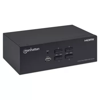 KVM jungiklis Manhattan 4 prievadai 4K@30Hz USB-A garsas mikrofonas