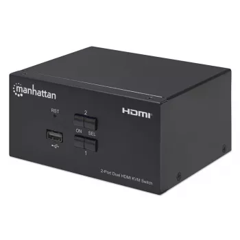 KVM jungiklis Manhattan 2 prievadų 4K HDMI USB garsas 2 kompiuteriams