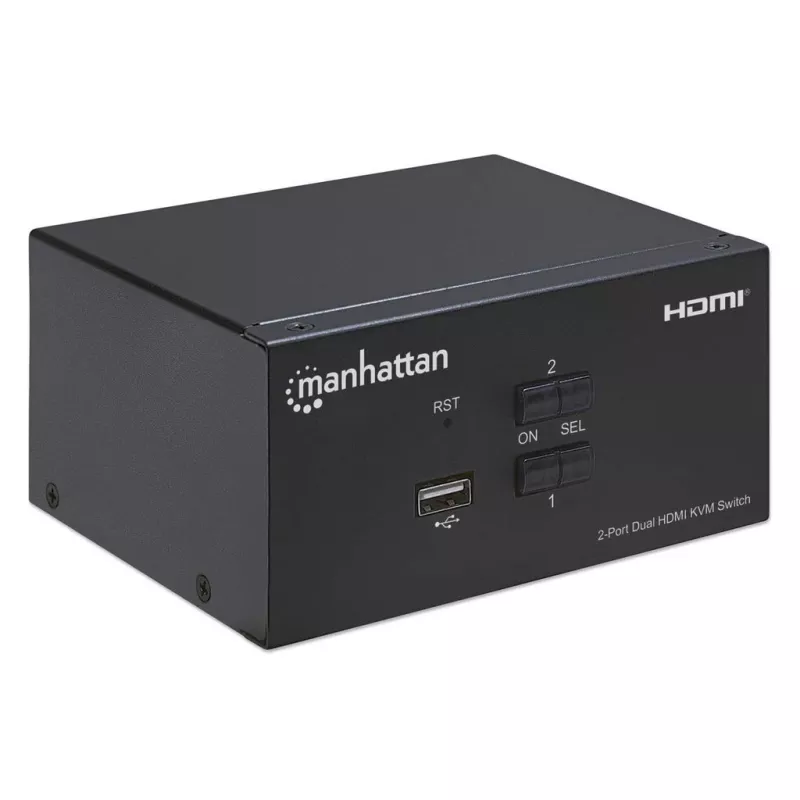 KVM jungiklis Manhattan 2 prievadų 4K HDMI USB garsas 2 kompiuteriams