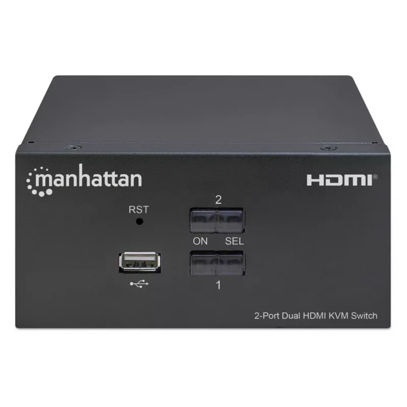 KVM jungiklis Manhattan 2 prievadų 4K HDMI USB garsas 2 kompiuteriams