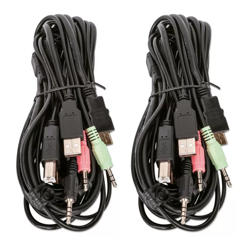 KVM jungiklis Manhattan 2 prievadų 4K HDMI USB garsas 2 kompiuteriams