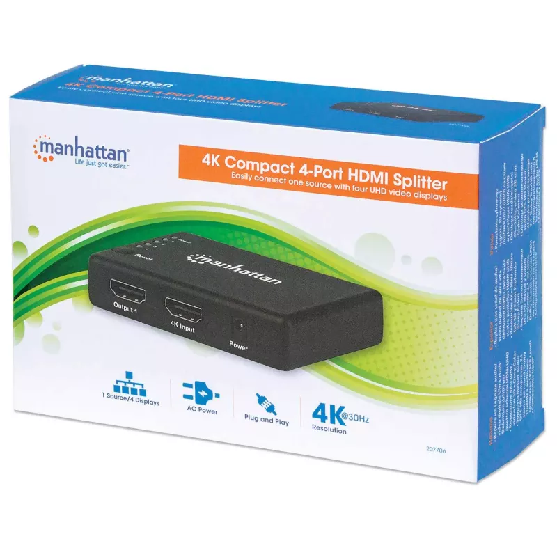 HDMI skirstytuvas Manhattan 4 prievadų kompaktiškas