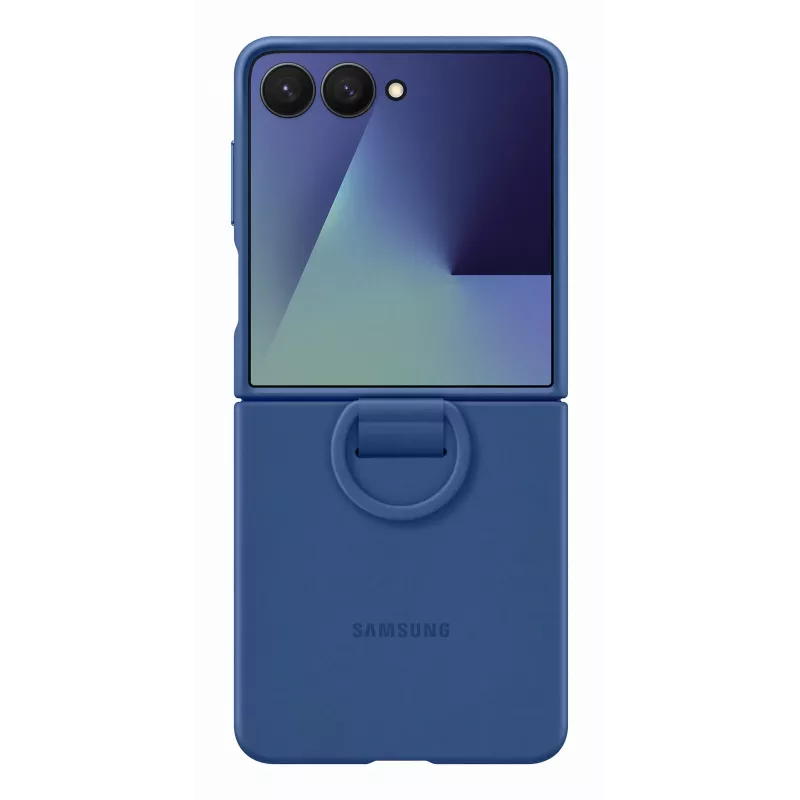 Samsung EF-PF766TNEGWW silikoninis dėklas su žiedu, skirtas Galaxy Z Flip7, mėlynas