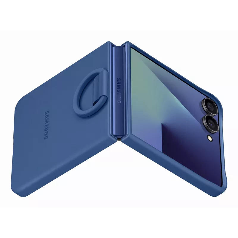 Samsung EF-PF766TNEGWW silikoninis dėklas su žiedu, skirtas Galaxy Z Flip7, mėlynas
