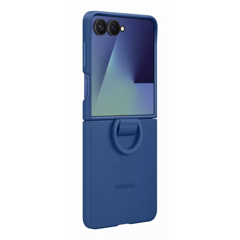 Samsung EF-PF766TNEGWW silikoninis dėklas su žiedu, skirtas Galaxy Z Flip7, mėlynas