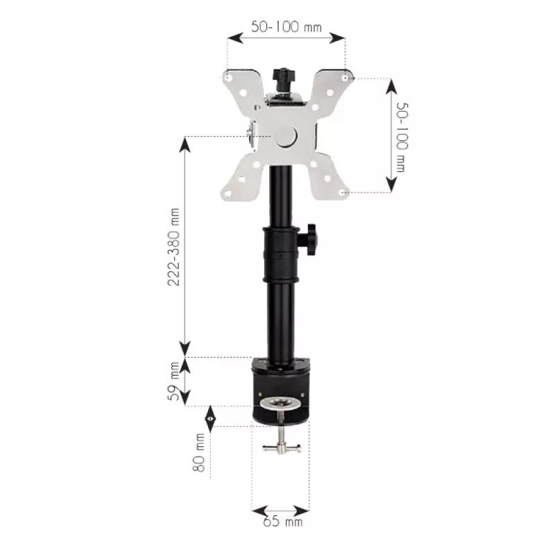 Techly ICA-LCD 500BK stalo monitoriaus laikiklis 13–30 colių (76,2 cm), iki 15 kg, VESA 75x75/100x100, juodas