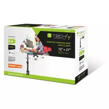 Techly ICA-LCD 501BK Monitoriaus stovas 13-27 coliams, vidurinė ranka, pakreipimas, juodas