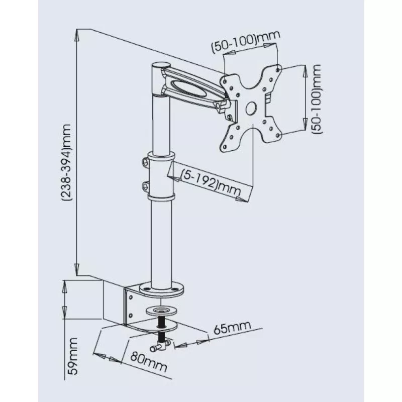 Techly ICA-LCD 501BK Monitoriaus stovas 13-27 coliams, vidurinė ranka, pakreipimas, juodas