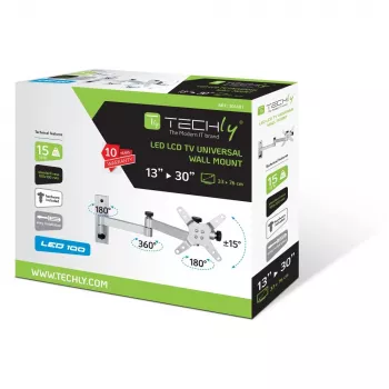 Techly ICA-LCD 104 TV laikiklis sieninis 13-30 colių LED LCD pakreipiamas 3 jungtys sidabrinis
