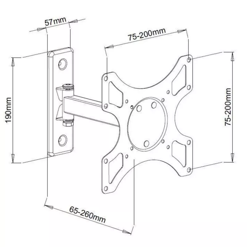 Techly ICA-LCD 2901 sieninis laikiklis 13–37 colių LCD televizoriui, pasukamas ir pakreipiamas, iki 25 kg, VESA 75x75–200x200, juodas