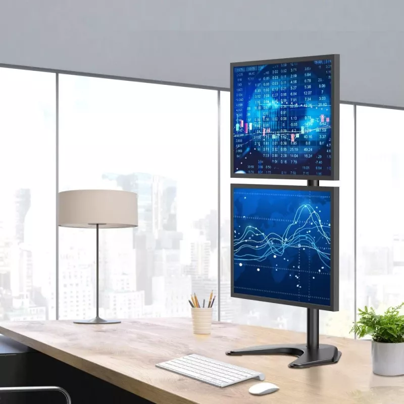 Laikiklis dviems monitoriams Techly ICA-LCD 2520V 68,6 cm (27 col.) stalas Juoda