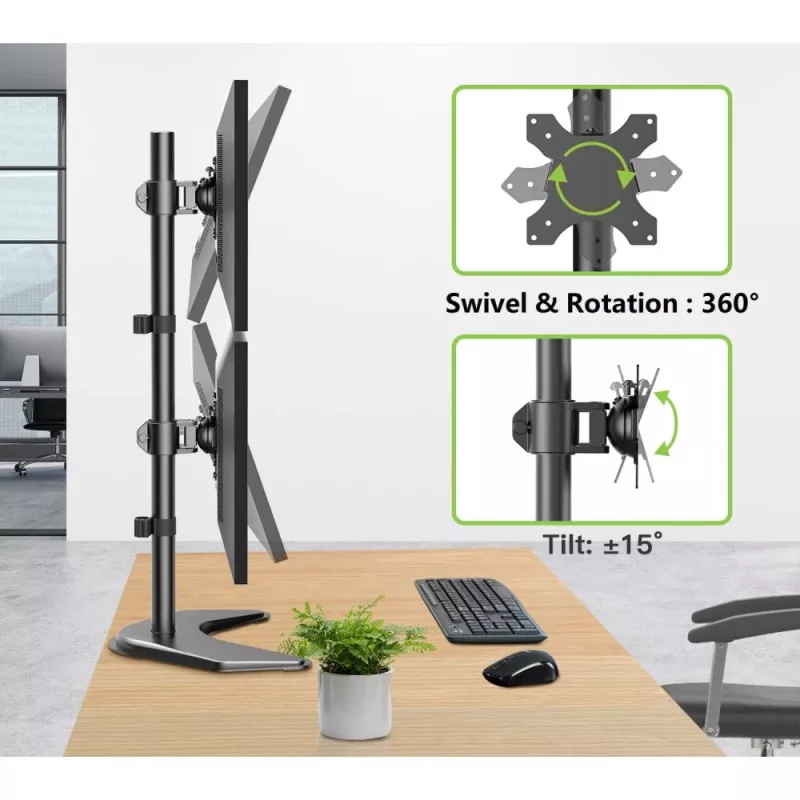 Laikiklis dviems monitoriams Techly ICA-LCD 2520V 68,6 cm (27 col.) stalas Juoda