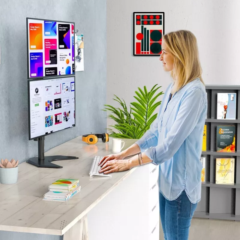 Laikiklis dviems monitoriams Techly ICA-LCD 2520V 68,6 cm (27 col.) stalas Juoda